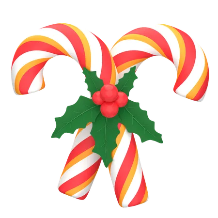 Christmas Candy With Mistletoe  3D Icon