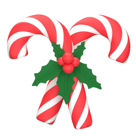 Christmas Candy With Mistletoe  3D Icon