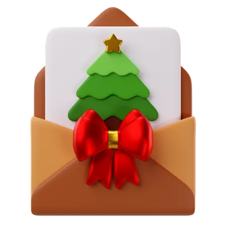 3 D Rendering Of Christmas Greeting Card Icon 3D Icon