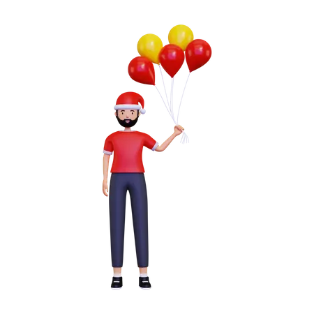 Christmas celebration with balloons  3D Illustration