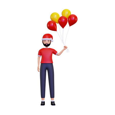 Christmas celebration with balloons 3D Illustration