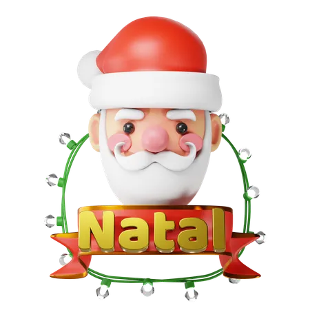 Natal Papai Noel With Ribbon 3D Icon