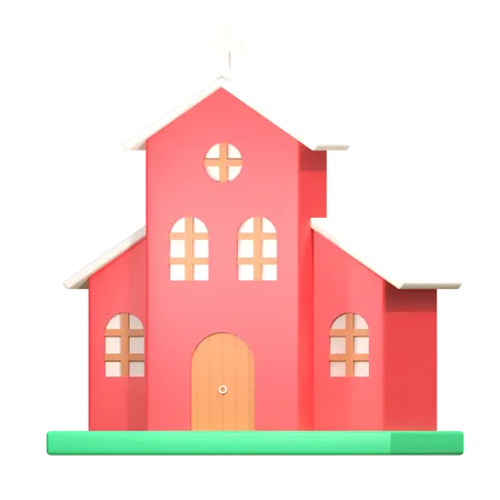 Snowy Church Building In Winter Christmas 3 D Icon Illustration 3D Icon