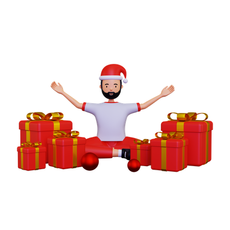 Christmas day celebration with gift box  3D Illustration