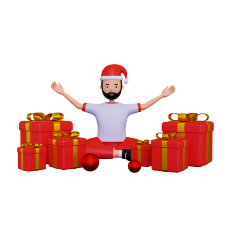 Christmas day celebration with gift box 3D Illustration