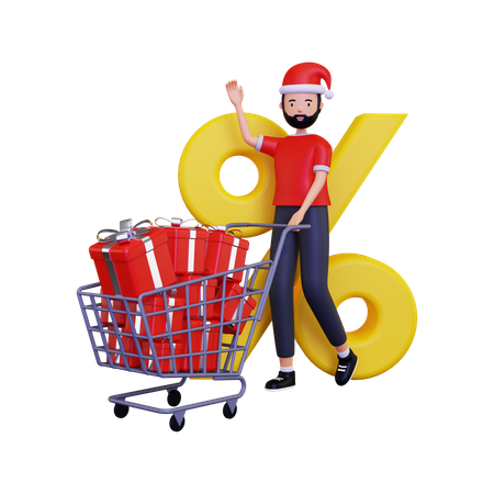 Christmas day shopping discount  3D Illustration