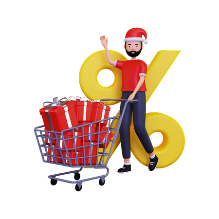 Christmas day shopping discount 3D Illustration