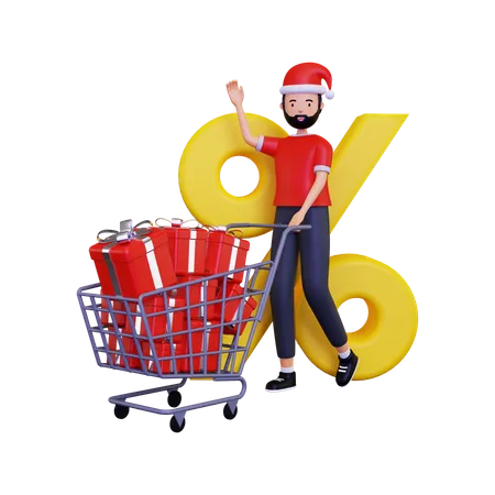 Christmas day shopping discount  3D Illustration