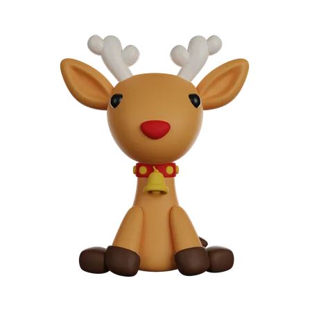 Santas Reindeer 3 D Render Character 3D Icon