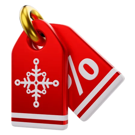 3 D Rendering Of Christmas Discount Tags Icon 3D Icon
