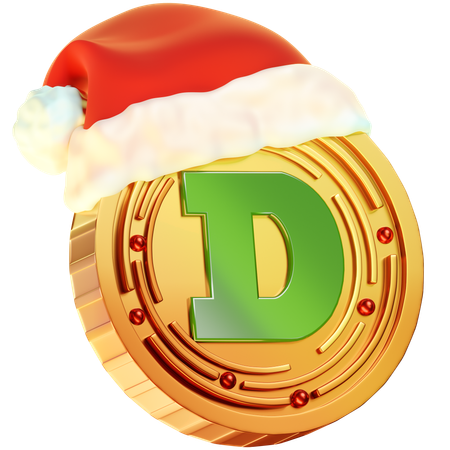 Christmas Dogecoin Coin  3D Icon
