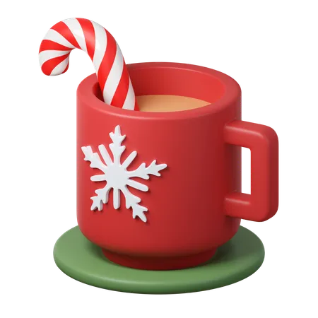 3 D Christmas Warm Drinks Icon Minimal Decorative Festive Conical Shape Tree New Years Holiday Decor 3 D Design Element In Cartoon Style Icon Isolated On White Background 3 D Illustration 3D Icon