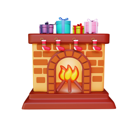 Christmas Fireplace  3D Icon