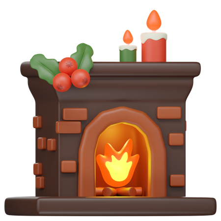 Christmas Fireplace  3D Icon