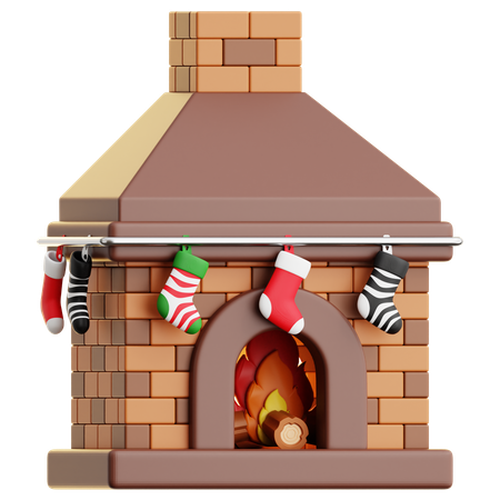 Christmas Fireplace  3D Icon