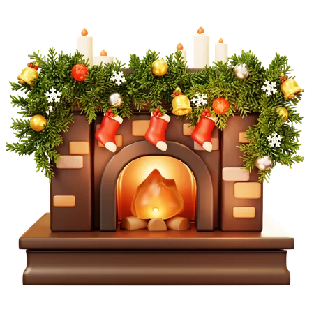 Christmas Fireplace  3D Icon