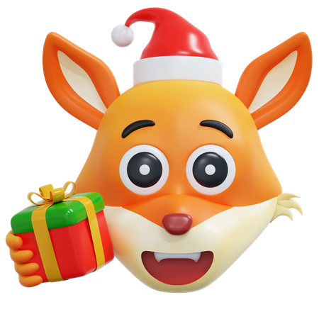 Christmas Fox Emoticon  3D Icon