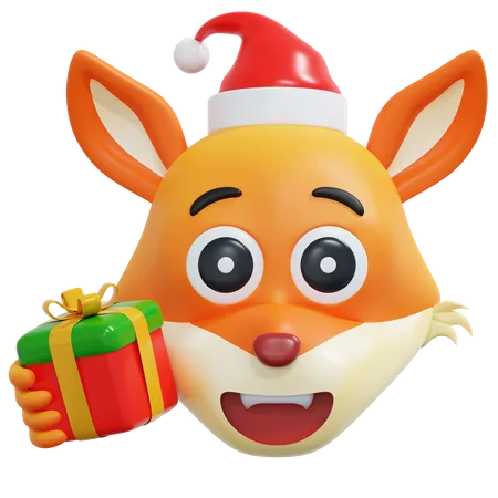 Christmas Fox Emoticon  3D Icon