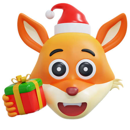 Christmas Fox Emoticon  3D Icon