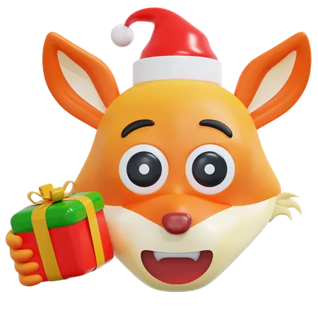 Christmas Fox Emoticon 3 D Icon Illustration 3D Icon