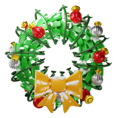 Christmas Garland Decorated With Lights 3 D Illustration 3D Icon