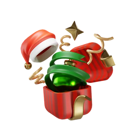 Christmas Gift With Surprises And Confetti 3D Icon