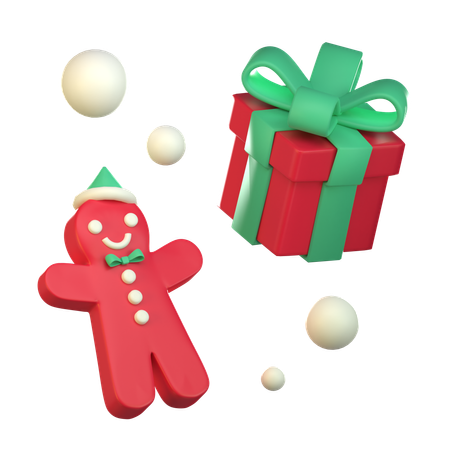 Christmas Gift And Cookies  3D Icon