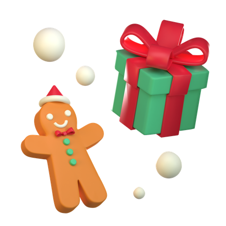 Christmas Gift And Cookies  3D Icon