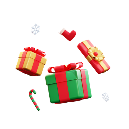 Christmas Giftbox And Candy 3D Illustration