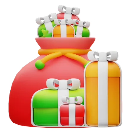 3 D Illustration Of Gift Bags And Piles Of Gifts 3D Icon