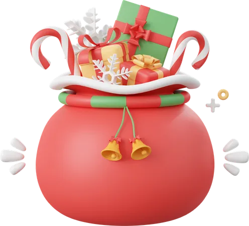 Christmas Gifts Bag Christmas Theme Elements 3 D Illustration 3D Icon