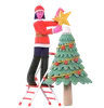 Christmas Girl Decorate Christmas Tree