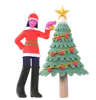 Christmas Girl Decorating Christmas Tree