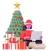 Christmas Girl Doing Online Christmas Wish