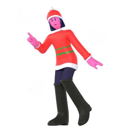 Christmas Girl Enjoying Snowfall  3D Icon