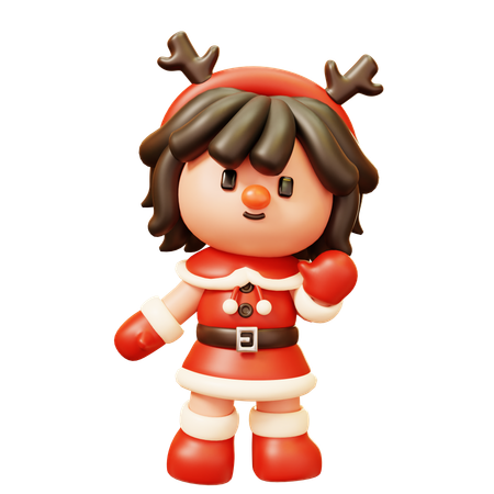 Christmas Girl Greeting  3D Icon