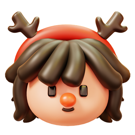 Christmas Girl Head  3D Icon