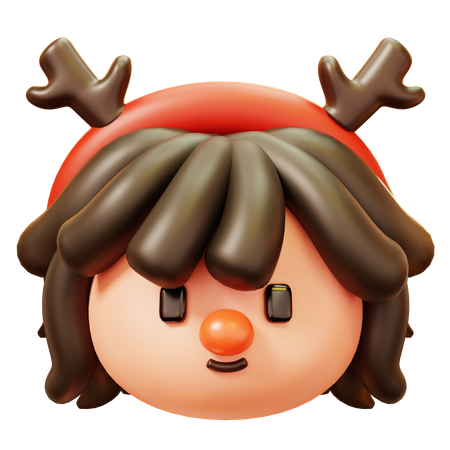 Christmas Girl Head  3D Icon