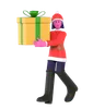 Christmas Girl Holding Big Gift Box