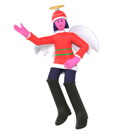 Christmas Girl In Angel Costume  3D Icon