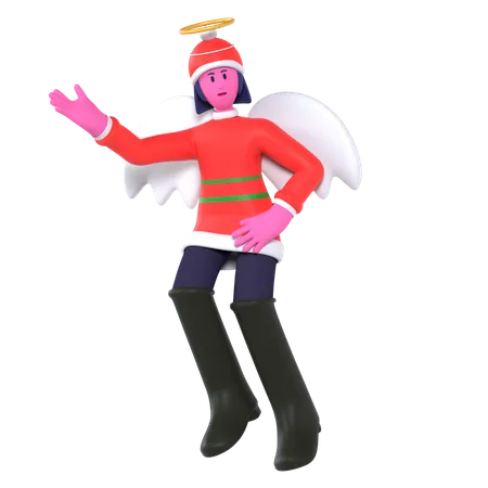 Christmas Girl In Angel Costume  3D Icon