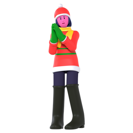 Christmas Girl Wearing Winter Outfit  3D Icon