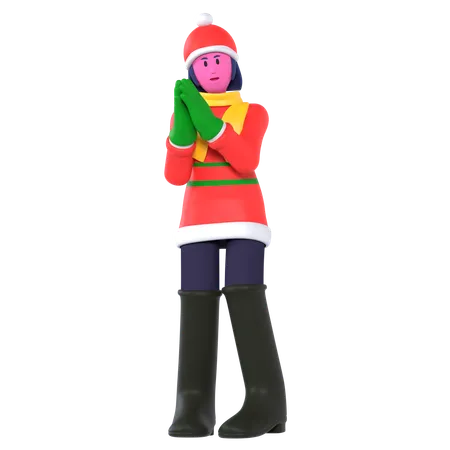 Christmas Girl Wearing Winter Outfit  3D Icon