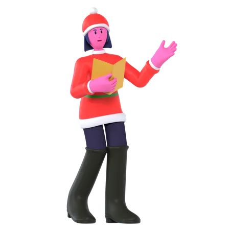 Christmas Girl With Christmas Choir  3D Icon