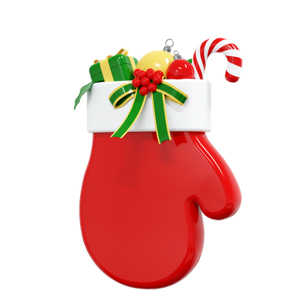 Christmas Glove  3D Illustration