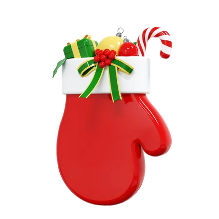 Christmas Glove  3D Illustration