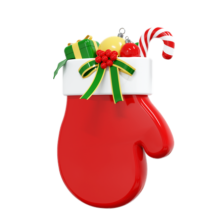 Christmas Glove 3D Illustration
