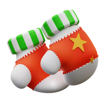 3 D Illustration Cute Christmas Gloves 3D Icon