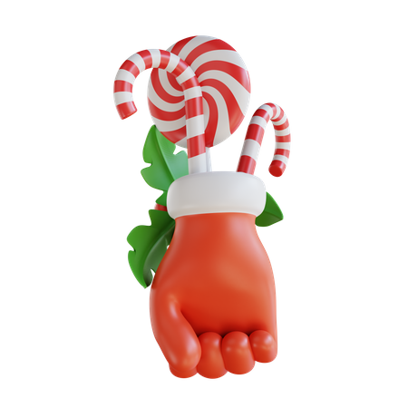 Christmas Gloves And Candy  3D Icon