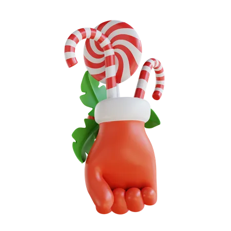 Christmas Gloves And Candy  3D Icon